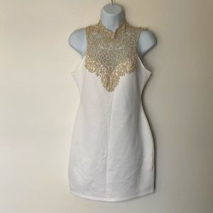 Alloy Apparel Gold & White Shimmering Mini Dress